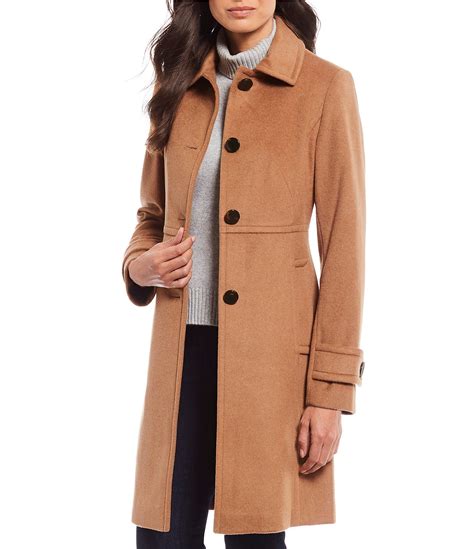 Studio Collection Faux Fur Collar Wool Blend Chesterfield Coat. . Dillards wool coats